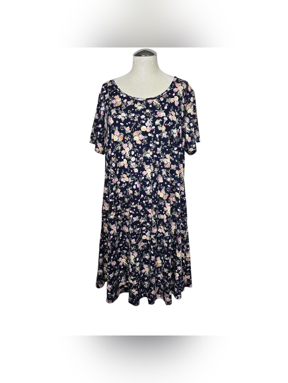 Belaroi Floral Dress Blue Pink Short Sleeves 2X